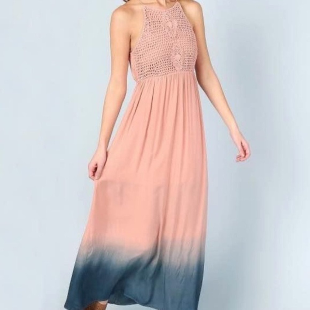Altar’d State Crochet Ombré Boho Maxi Dress Size Small